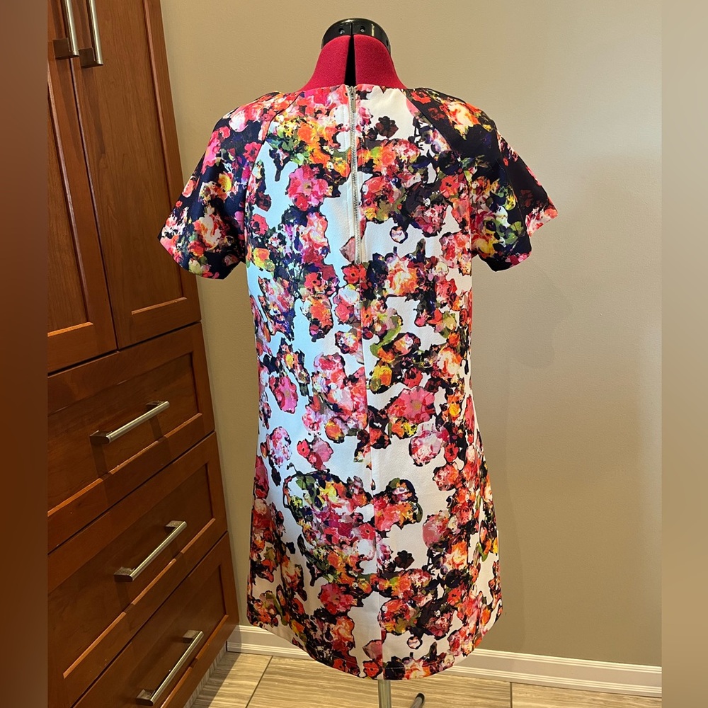 EUC 💐 Anthropologie Watercolor Floral Short Sleeve Shift Dress Sz 6 / M - Picture 3 of 10